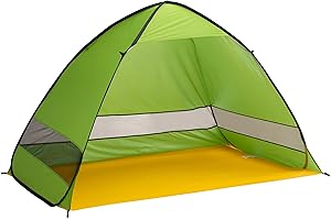 Pop Up Beach Tent - Fits 2-3 People - Sun Shelter with UV Protection and Ventilation - Water and Wind Resistant Camping Canopy by Wakeman (Green)