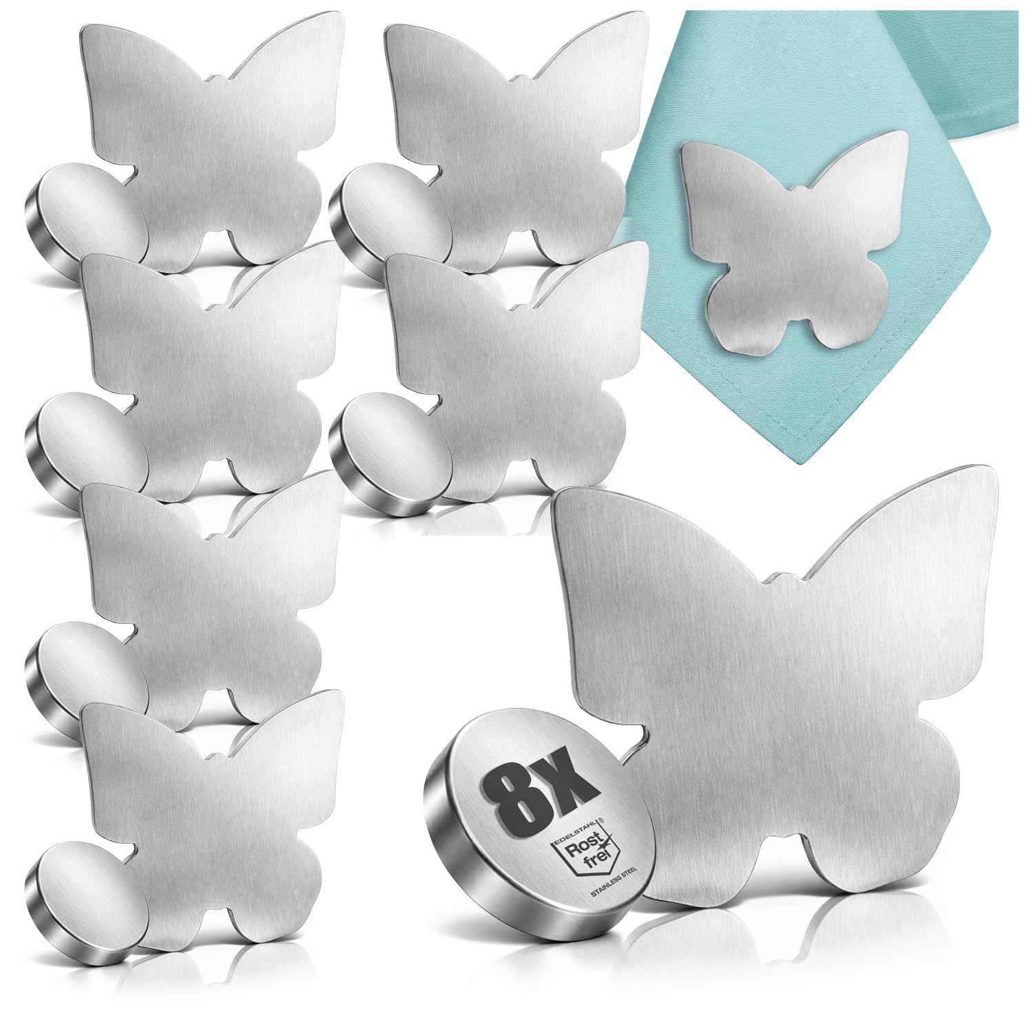 com-four® 8x tablecloth weights - tablecloth weights made of stainless steel - magnetic tablecloth clip - approx. 60 g