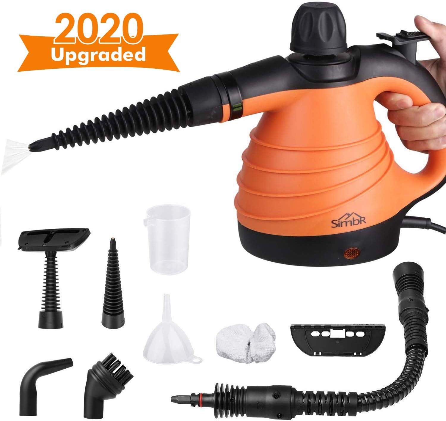 SIMBR Upgrade Multipurpose Steam Cleaner with 9 Pieces Accessory Kit, Handheld Pressurized Household Steamer 350ML Chemical-Free Cleaner, All-Natural Steam Cleaners for Home Use