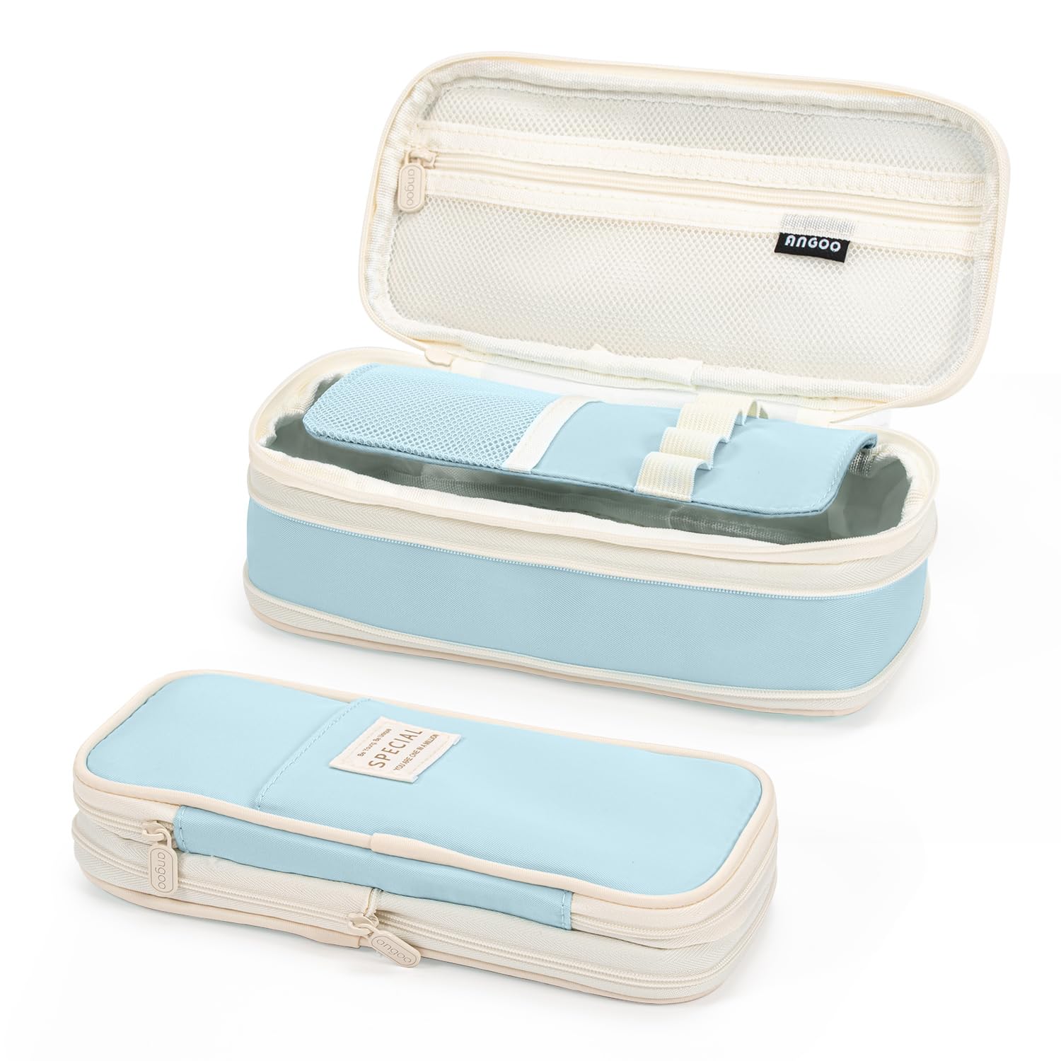 Vinuwu Pencil Pouch, Large Capacity Pencil Case with Zip, Cute Cases for Kids Girls Boys Woman, Big Storage Pencil Box Organiser, Aesthetic Stationery, Special Back to School-College Essentials-Blue