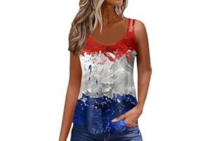 GENERIC American Flag Shirt Sleeveless Scoop Neck Camisole Tops Patriotic Shirts for Women 4th of July Spaghetti Strap Tank Top