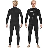 Ocealite Men’s Front Zip Full Wetsuit, 3mm 4/3mm 5/4mm Neoprene Wetsuits for Surfing, Diving, Snorkeling, Swimming, Flatlock or Blind-Stitch, PU Knee Pads