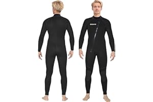 Ocealite Men’s Front Zip Full Wetsuit, 3mm 4/3mm 5/4mm Neoprene Wetsuits for Surfing, Diving, Snorkeling, Swimming, Flatlock or Blind-Stitch, PU Knee Pads