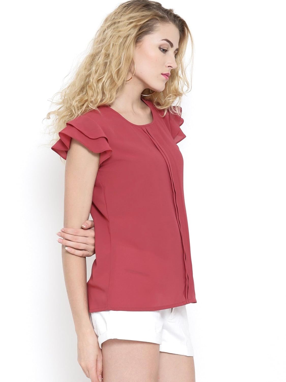 rare pink pleated top (ep1334a)