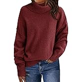 Saodimallsu Womens Turtleneck Sweaters Long Sleeve Casual Soft Knit Loose Fit Basic Fall Pullover Sweater Tops