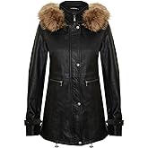 Women's Warm Leather Jacket Detachable Hooded Parker Trench Coat