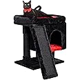 SYANDLVY Gothic Cat Tree with Coffin Bed for Indoor Cats, Cat Tower with Scratching Post, Modern Activity House for Large Cats, Condo with Board, Kittens Cave