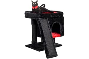 SYANDLVY Gothic Cat Tree with Coffin Bed for Indoor Cats, Cat Tower with Scratching Post, Modern Activity House for Large Cats, Condo with Board, Kittens Cave