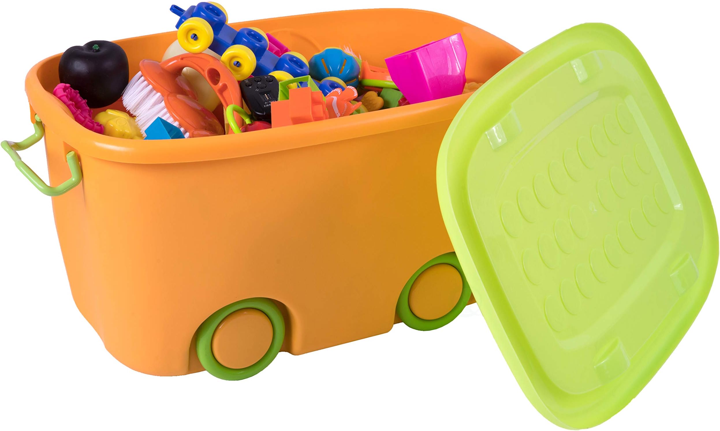 Basicwise Stackable Toy Storage Box with Wheels, Set of Small and Large, Set of Large and Small Orange , QI003221O.2