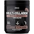 Premium Multi Collagen Peptides Protein Powder (1, 2, 3, 5 & 10) with Vitamin C, Biotin, Hyaluronic Acid, for Hair Skin and Nails - Marine, Bovine, Chicken & Eggshell (Chocolate, 45 Servings)