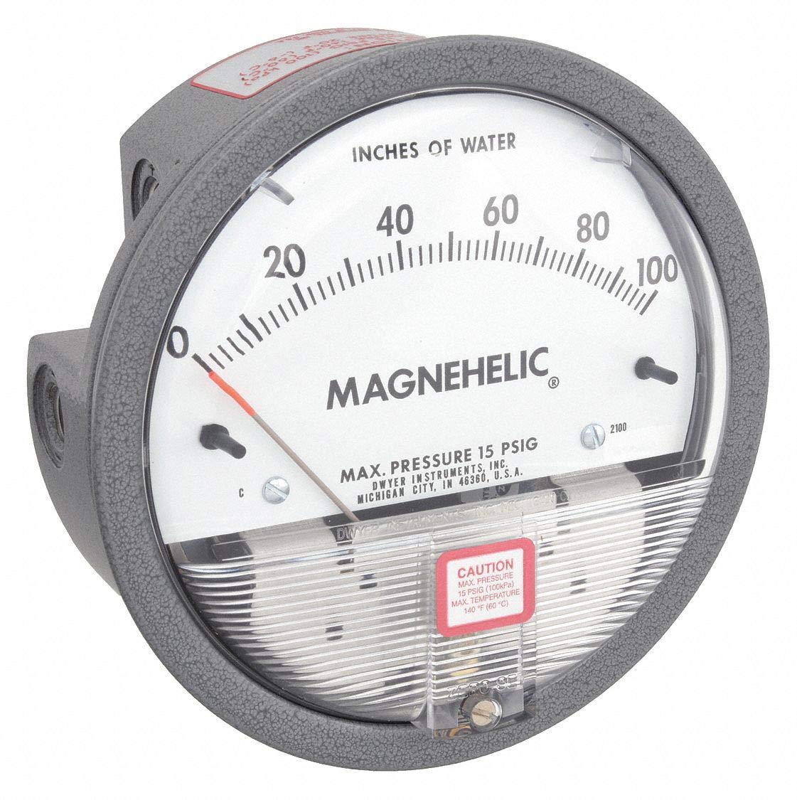 Dwyer Magnehelic Pressure Gauge, 0 to 100 In H2O