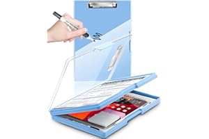 SUNNYCLIP Clearview Clipboard with 2 Storage, Dry Erase 8.5x11 Heavy Duty ClipBoards - High Capacity Coaches Clip Board with Pen Holder - Side Opening Plastic Nursing Clip Case - Aqua Blue