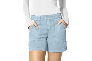 Slakkenreis Women Stretch Twill Shorts Summer Casual Bermuda Shorts Pull On Chino Shorts High Waisted Stretchy Jean Shorts