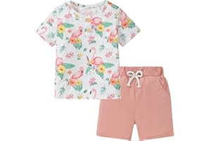 Coco&RARA Toddler Boy Clothes Outfits Kid Summer Hawaiian Print T-Shirt + Elastic Waist Pockets Shorts Clothes Set 2-7T