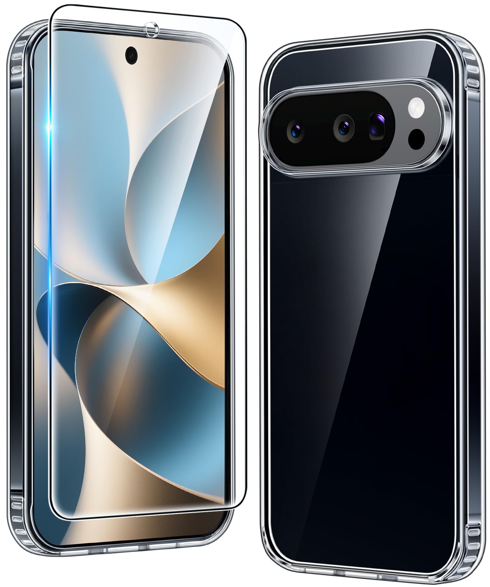 Photo 1 of FNTCASE for Google Pixel-10-Pro XL Case: Clear Pixel 9 Pro XL Phone Cases with Screen Protector Slim Rugged Cell Cover Transparent Anti Yellowing Shockproof Protective (Clear)