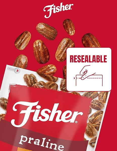 FISHER SNACK PRALINE PECANS, 5.5 OZ (PACK OF 1), RESEALABLE POUCH, MAMMOTH CANDIED PECANS, PERFECT FOR GIFTING OR PERSONAL ENJOYMENT, CRUNCHY, AND IRRESISTIBLY SWEET