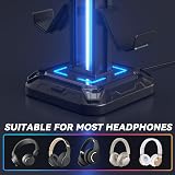 KDD Headset Stand w/ Controller Holder, 9 Light Modes, Rotatable Hook - Black view 5