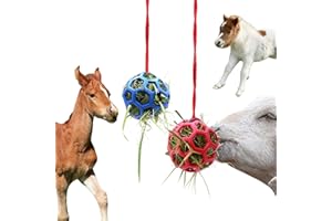 Foycow 2 Pcs Hay Ball for Horses to Play with, Relieve Stress with This Bright Color Hay Feeder Ball for Horses Goat to Avoid Boredom