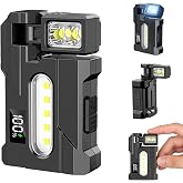 Wrrozz G5 Rechargeable EDC Flashlight, Black Flat Mini Pocket, Magnetic | Powerful 500 Lumens Super Bright Small Flash Light with Clip, 1500mAh Portable Keychain Torch for Outdoor Camping Emergencies