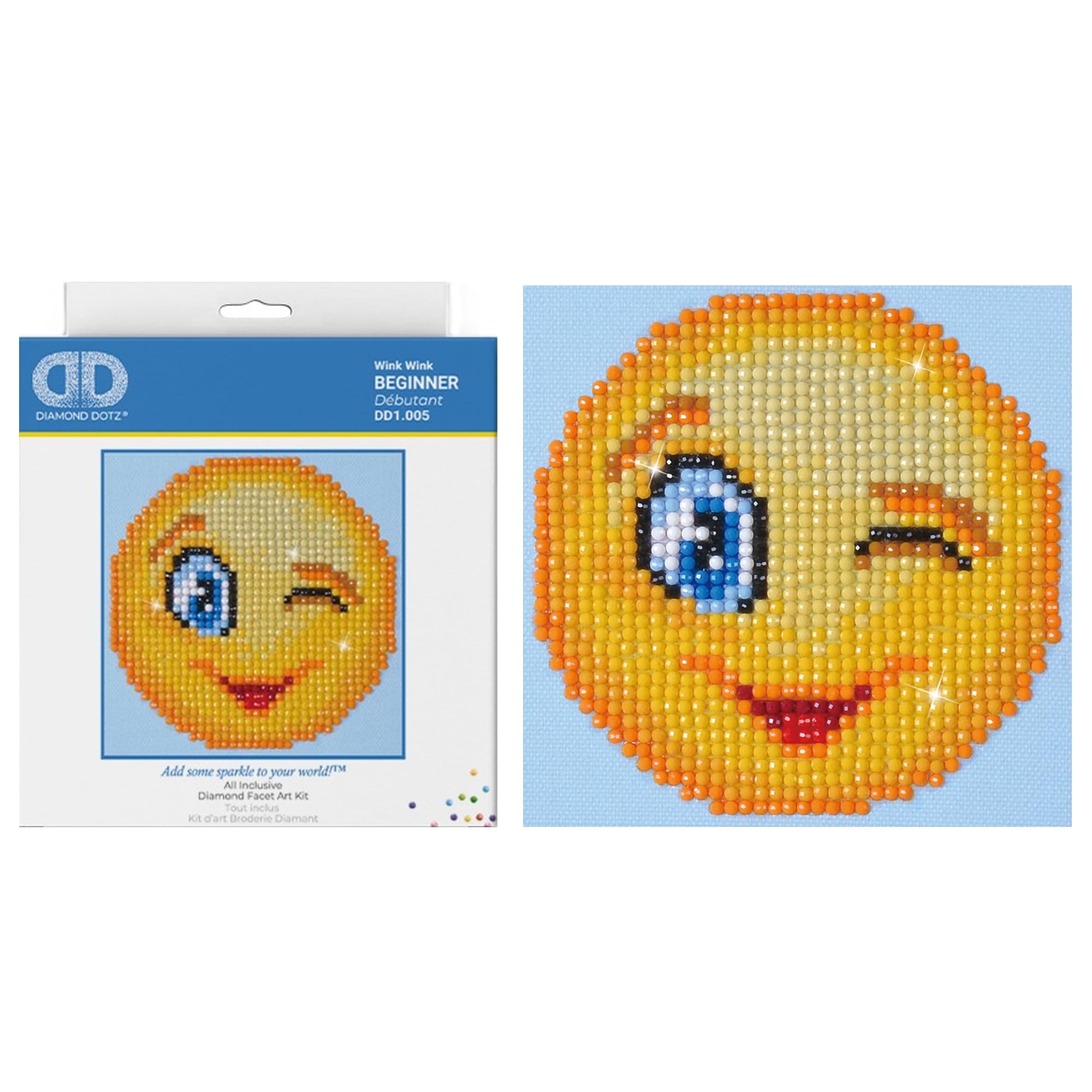 DIAMOND DOTZ Painting, Beginner Kit, Wink Wink, 10.2 x 10.2cm DD1