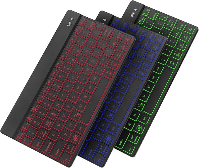 Amazon Co Jp Ipad キーボード Bluetooth ワイヤレス 7色バックライト Usb充電 小型 無線 軽量 超薄型 静音 持ち運び キーボード Windows Mac Ios Ipad Iphone Android 対応 Us配列日本語説明書 テレワーク リモート 在宅勤務 家電 カメラ