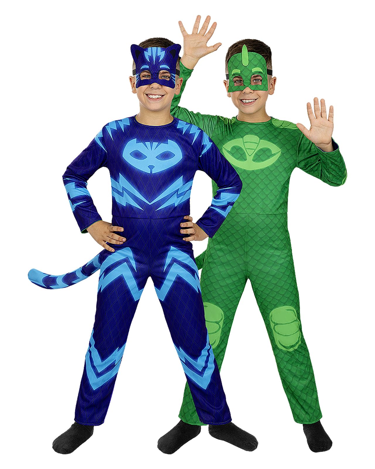 Funidelia | Catboy and Gekko Reversible Costume - PJ Masks for boy Catboy, Owlette, Gekko - Costumes for kids, accessory fancy dress & props for Halloween, carnival & parties - Size 3-4 years - Blue