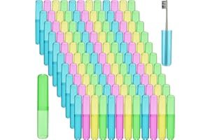 Jeyiour 120 Pcs Travel Toothbrush Holder Bulk Multiple Portable Toothbrush Case Storage Plastic Breathable Toothbrush Travel Containers for Travel Trip Camping Home Outdoor (Classic Style)
