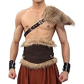 KUOIN Medieval Faux Fur Shoulder Armor, Renaissance Costume LARP Accessory for Men Single Cape