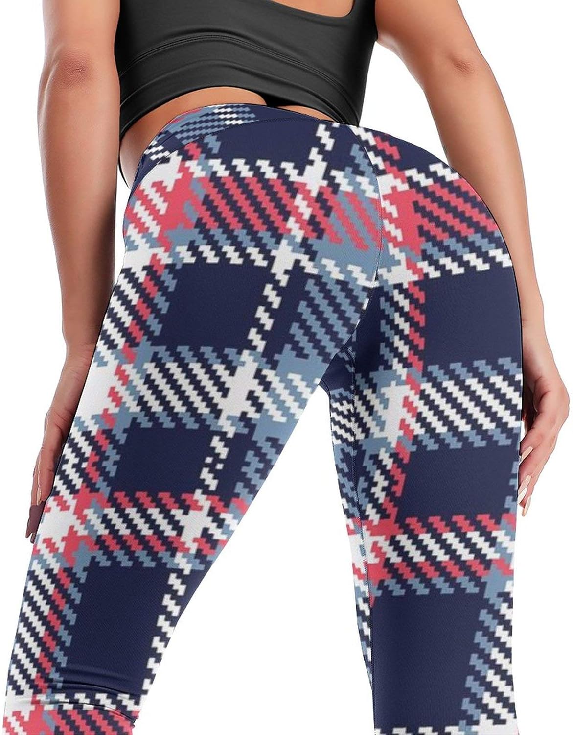 Amazon.com: Checkered Scrunch Butt Leggings, Retro Plaid Pattern Ge Leggings, white-style5-3 M 