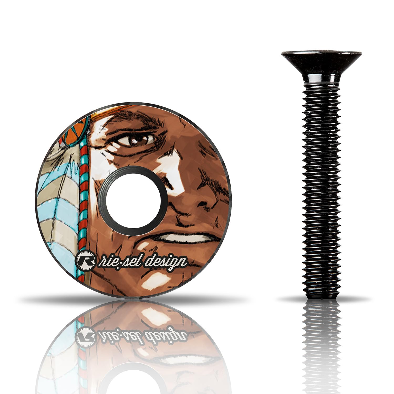 Riesel Design - STEM Cap - High-End Carbon Bicycle Steering Cap with Anodised Aluminium Screws - 6 g - Size 1 1/8 Inches - Chief