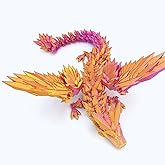 3D Printed Dragon - 18 inch Flying Flexible Dragon with Wings, Home Decor, Birthday Gift, Desk Pet (Purple Gold)