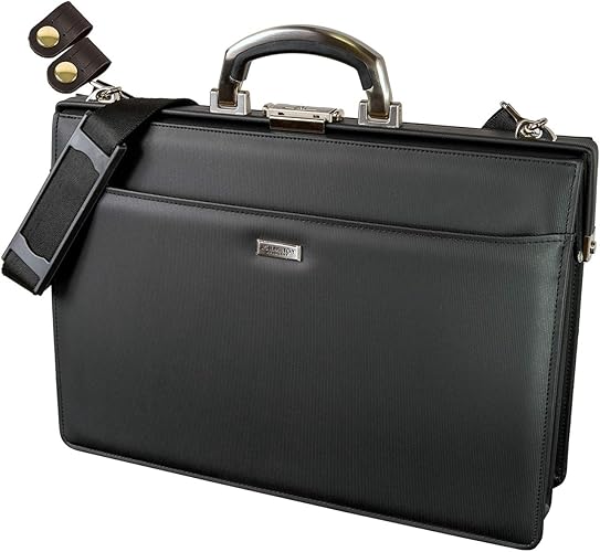 Amazon Co Jp ダレスバッグ メンズ 高級アルミ取手 B4書類対応 竹八謹製 牛革製ケーブルバンド2個 セット Tm0574 シューズ バッグ