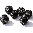 vskikris Set of 6 Decorative Orbs for Bowls and Vases- Leaf Pattern - 2.6in Resin Round Sphere Balls for Living, Dining Room Coffee Table Centerpiece Home Decor