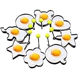 Slomg 8pcs Set Fried Egg Rings Mold Non Stick for Griddle Pan, Egg Shaper Pancake Maker with Handle, Stainless Steel Egg Form