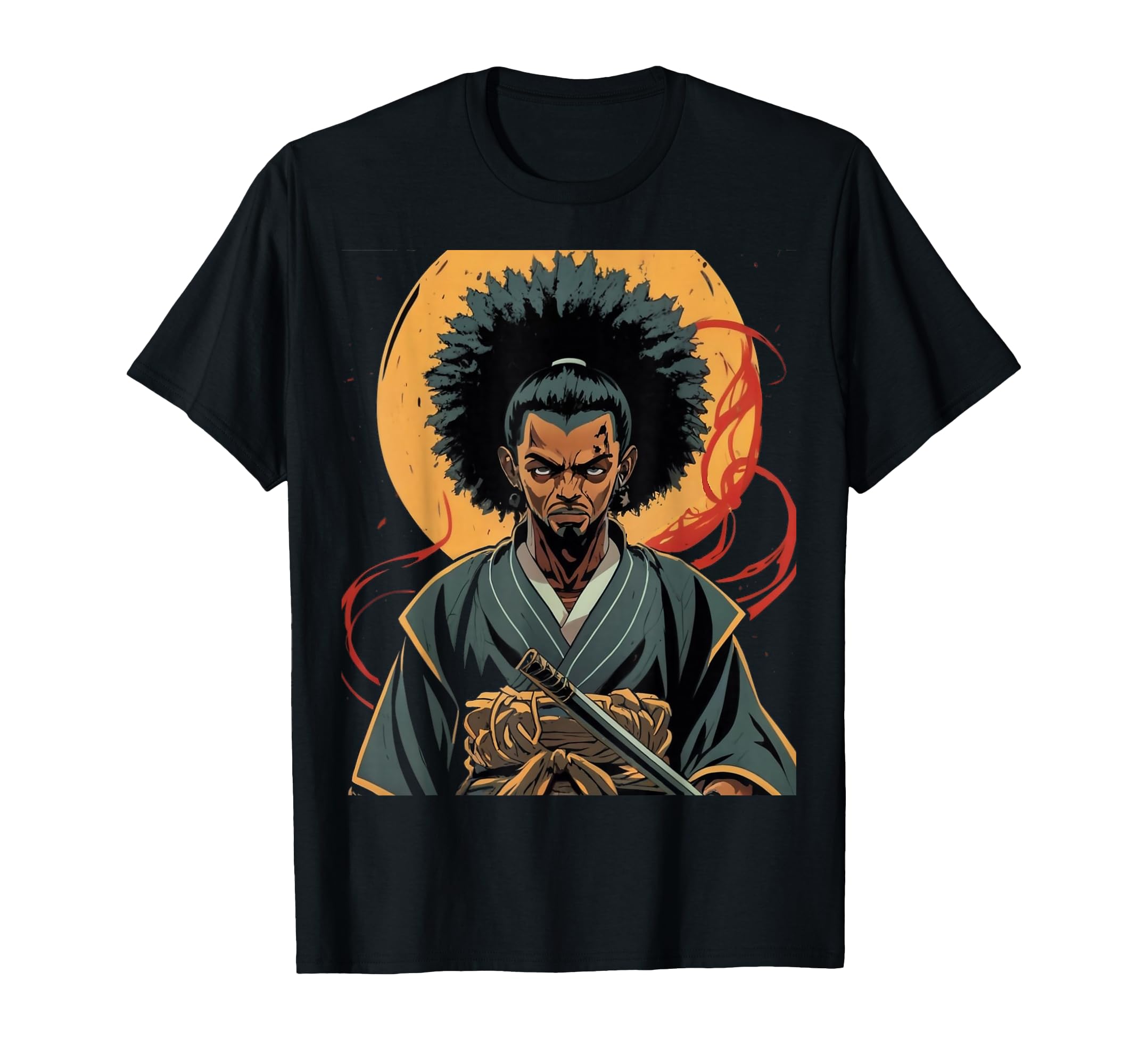 Photo 1 of Afro American Samurai Anime Cartoon Japanese Bushido Warrior T-Shirt 5X