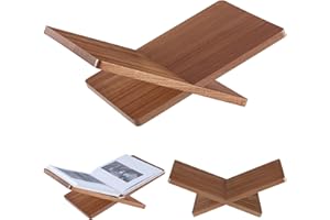 DECORANY Solid Wooden Book Stand for Desktop Display & Reading –15.7" x 9.4" x 5.7” Extra Large Wood Open Book Holder for Cookbook, Bible, Recipe, Textbook, Magazine (African Sapele)