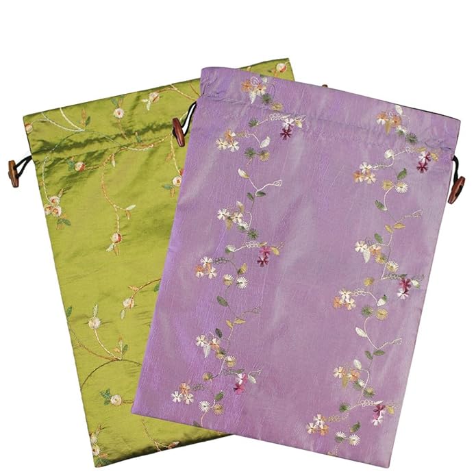 kilofly Jacquard-Reisetasche für Dessous und Schuhe, aus bestickter Seide, Zweierpack