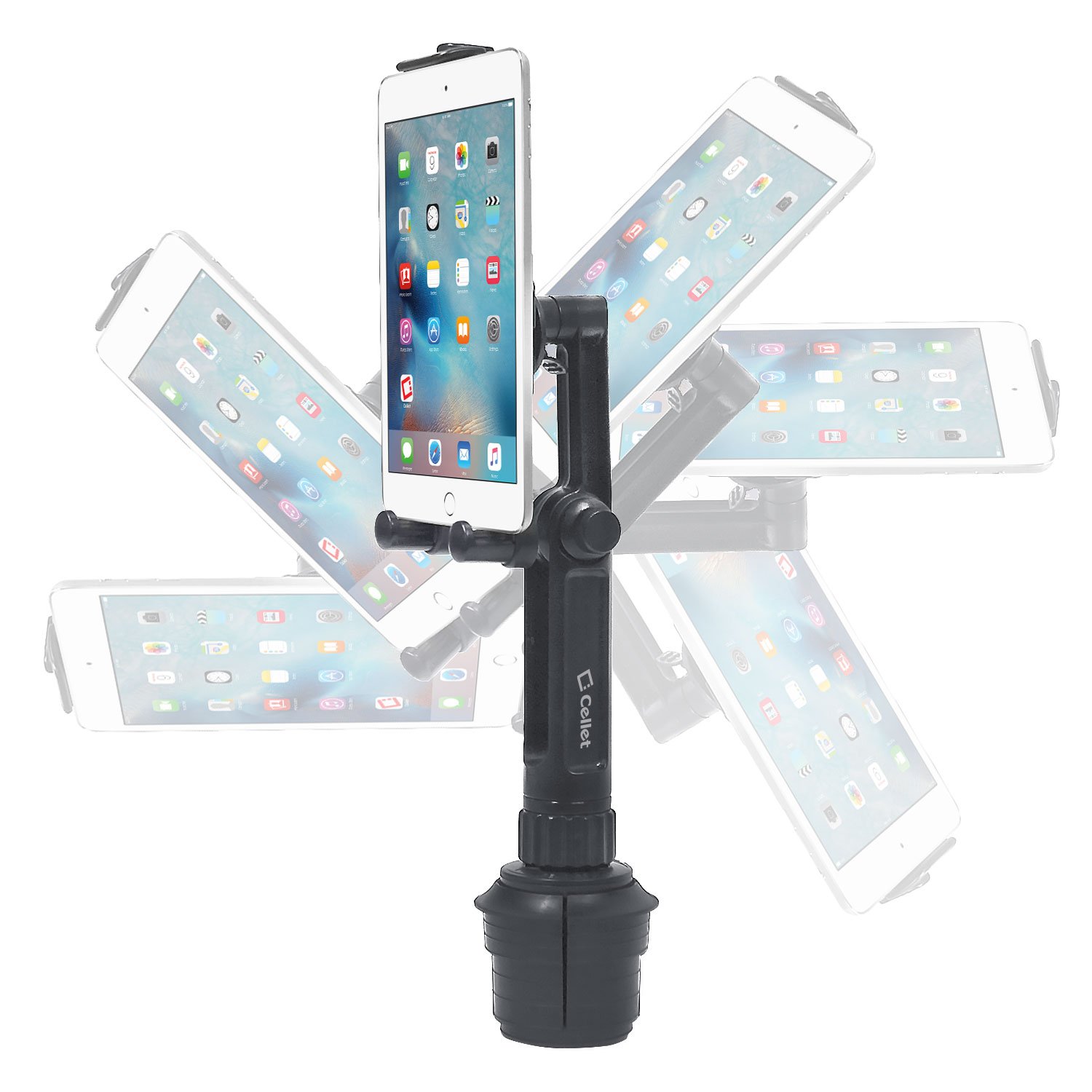 Cellet Cup Holder Tablet Mount, Car Cradle Holder Compatible for All iPad, Pro, Air, Mini Samsung Galaxy Tablet, Amazon Fire Microsoft Surface