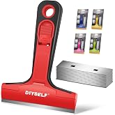 DIYSELF Razor Blade Scraper with 10 PCS 4" Blades, Scraper for Cleaning | Razor Scraper for Cleaning Glass, Window, Stove Top, Oven, Kitchen, Cooktop, Shower Door, Sticky Residue, Wallpaper, Red