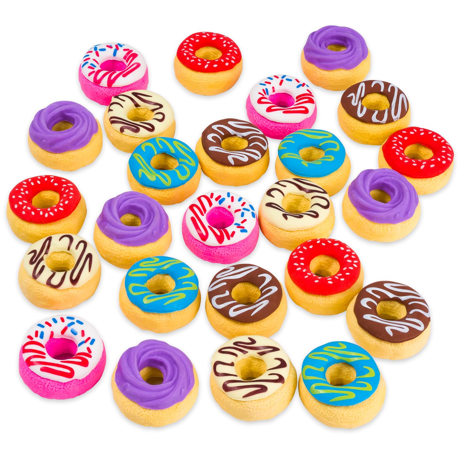 Photo 1 of Donut Erasers, 25 Pieces Bulk, 3D Cute Food Novelty Pencil Erasers for Candy Party Favor Gift Filling and Art Supplies