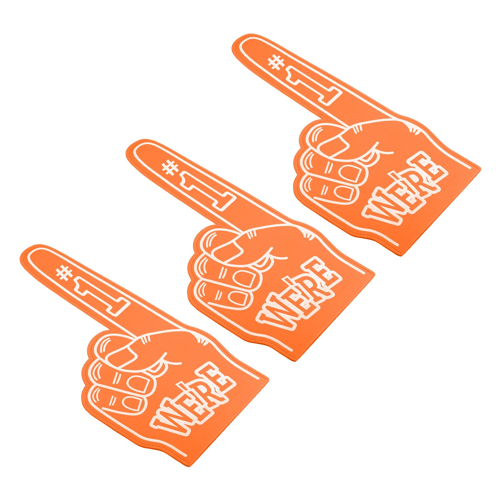 PATIKIL Giant Foam Finger 18 Inch, 3 Pcs Number 1 Foam Hand EVA Foam Finger Cheerleading Accessories for Sports Events Baseball Basketball Soccer Games, Orange