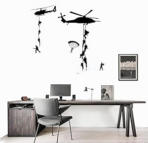 Helicopter Wall Stickers, Military Helicopter Wall Stickers, Airplane Poster Wall Art Mural Living Room Decoration Children Children Boy Room Wall Decal Army Wall Decal Nursery Vinyl Home Decor