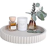 Emma & Ella Round Decorative Tray for Coffee Table Decor – Concrete Round Tray Home Decor – Circle Centerpiece Bandejas Decorativas for Living Room, Ottoman, Vanity, or Entryway (Gray)