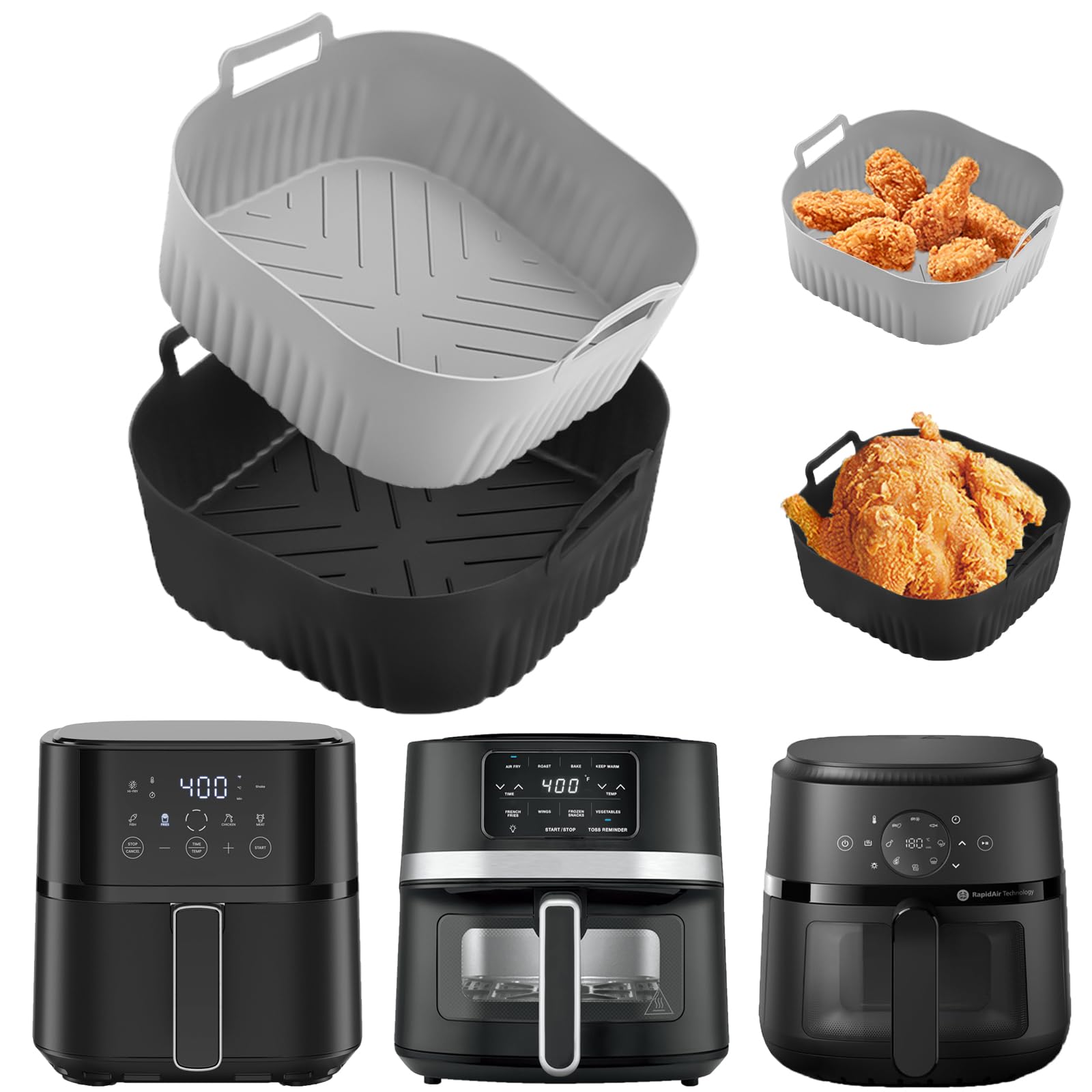 Photo 1 of 2PCS Silicone Air Fryer Liners for 4-5QT,7.8inch Air Fryer Liners for Chefman/Instant Pot Vortex Plus/Beelicious/Gourmia/Beelicious Pro/Cuisinart/GreenLife/CULINARY CHEF/Philips NA229/220 4 4.4 4.5 qt