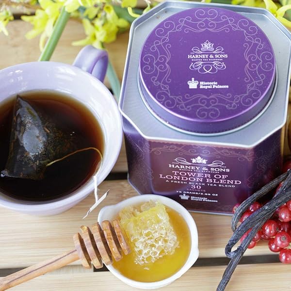 HARNEY & SONS TOWER OF LONDON BLACK TEA WITH VANILLA, BLACK CURRANT, CARAMEL, AND HONEY | 30 SACHETS, HISTORIC ROYAL PALACES COLLECTION