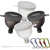 SPEQT Protein Powder Funnel Set - Protein Powder Travel Container to Go with Carabiners & Cleaning Brush - No-Mess,Water Bottle Funnel for Powder Supplement for Pre Workout,Gym,Fitness - 4 Pack