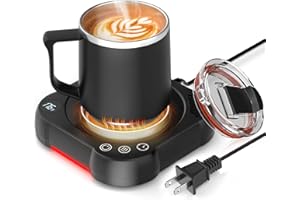 MENGBEI Coffee Mug Warmer & Cup Set - Desk Coffee Cup Warmer for Office/Home with 8-Temp Fast Heating (176℉ Max), Auto Shut Off, Gravity-Induction, 1-12H Timer - ​Ideal Gift for Coffee Lovers