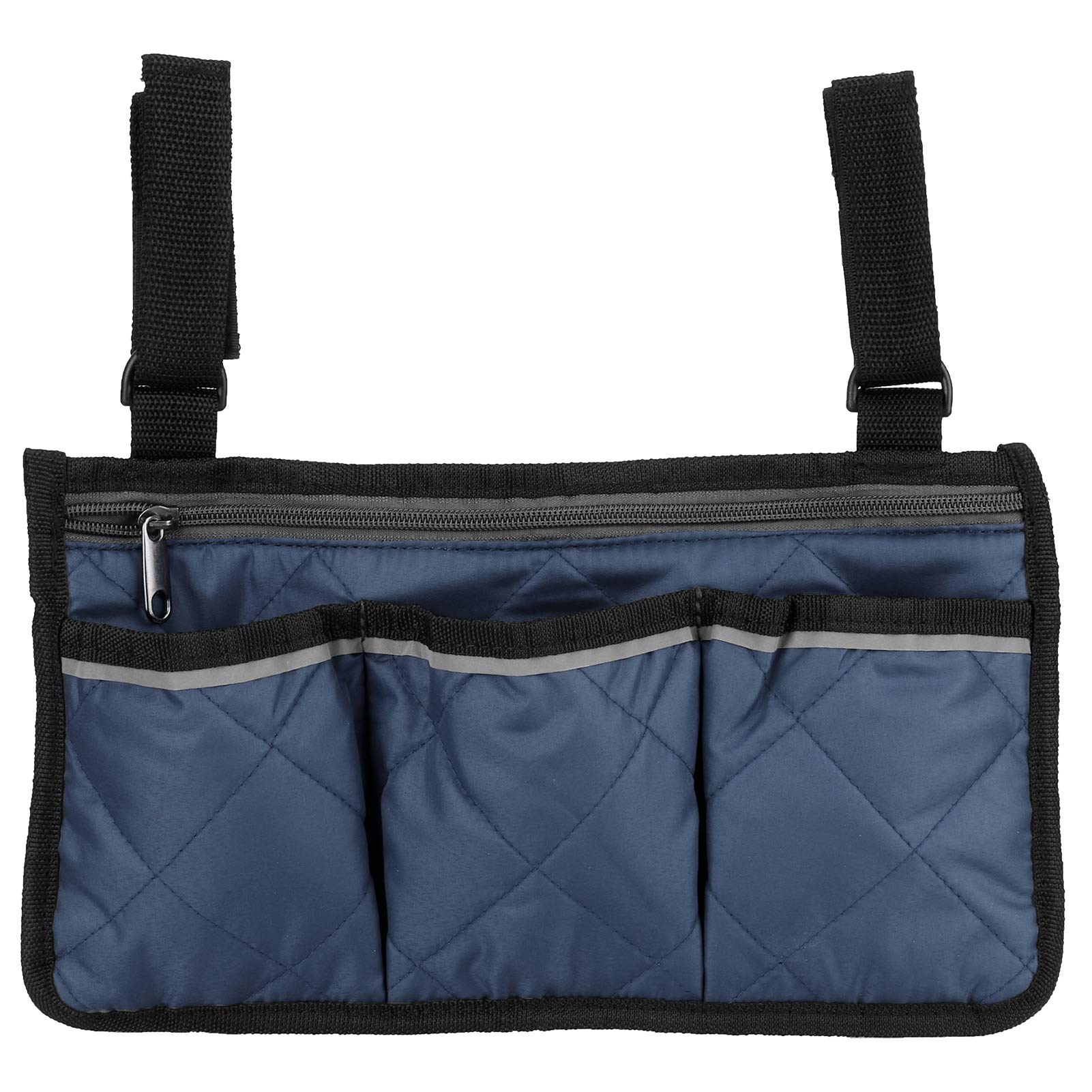 AUNMAS Wheelchair Side Bag, 32 x 17.5cm Polyester Pongee Wheelchair Side Hanging Bag Travel Wheelchair Bag Armrest Wheelchair Hanging Pouch Organizer for Electric Wheelchairs Mobility Scooter(Blue)