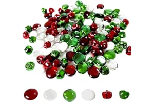 llxieym Christmas Glass Gems Beads Vase Glass Stone 90 Pieces with Jingle Bells 50 Pieces for Vase Filler Party Table Scatter Christmas Decoration (Color 2)