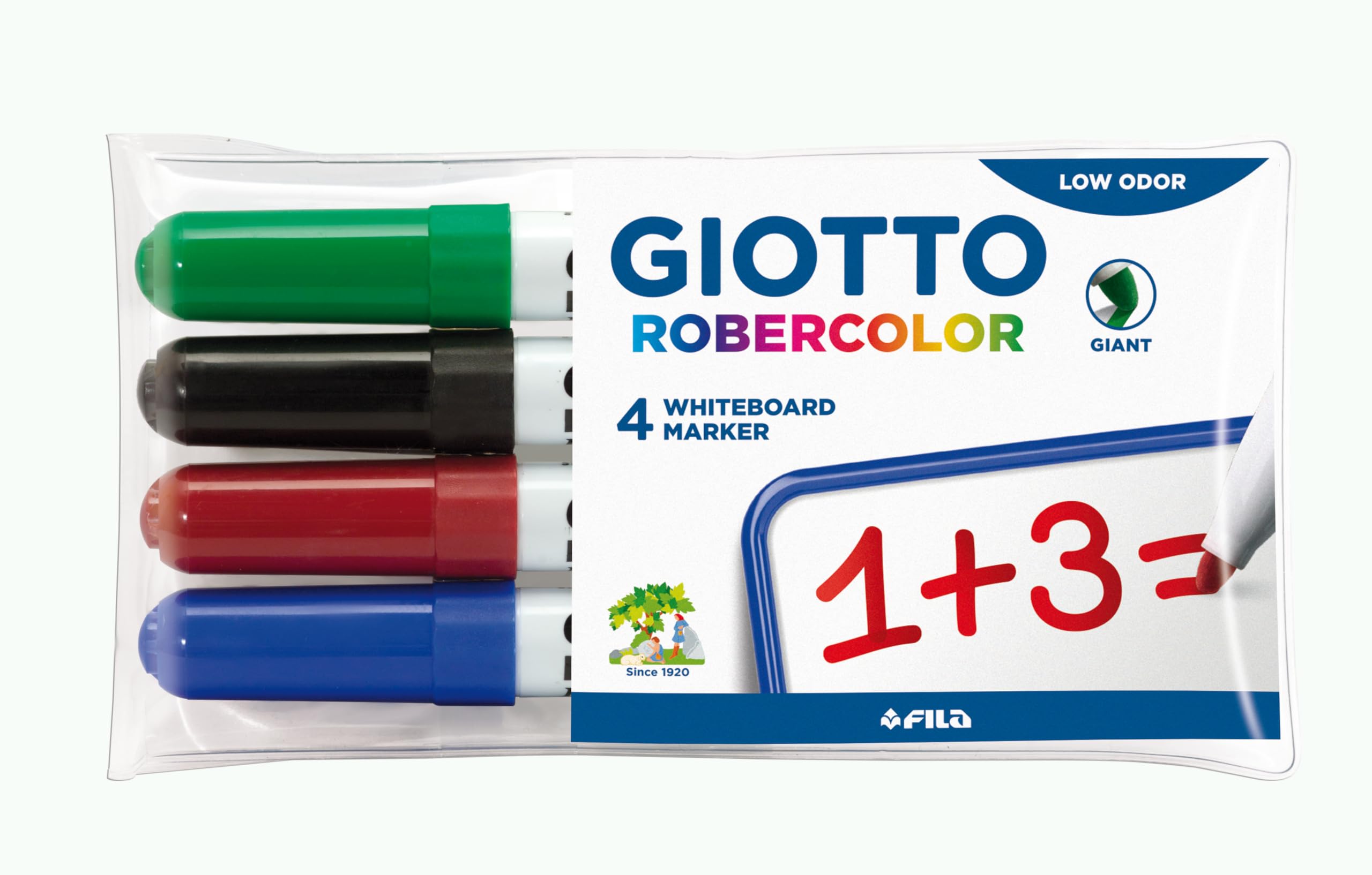 GIOTTO Robercolor Whiteboard Markers, 4 x Assorted Colours, Bullet Tip, For Children and Schools — image 1